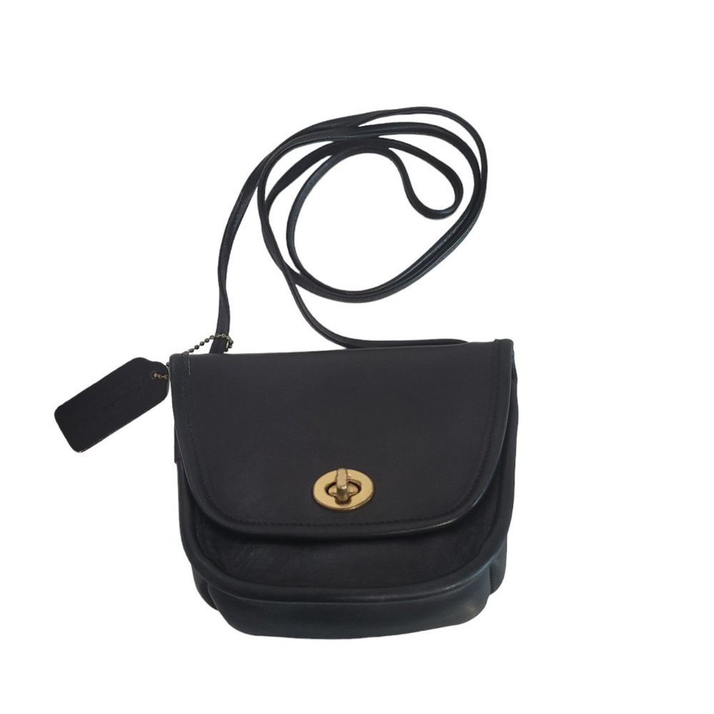 Vintage Coach Everett Crossbody bag Black Leather Purse USA #9934 Small Mini